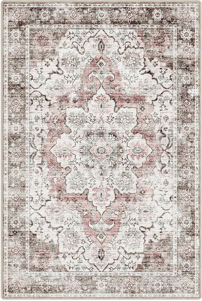LUMI Washable Area Rug 8x10 for Living Room, Ultra Soft Stain Resistant Carpet with Non Slip Rubber Backing, Non-Shedding Low Pile Rugs for Bedroom, Dining Room, Indoor, Office