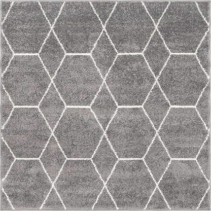 Unique Loom Trellis Frieze Collection Area Rug - Geometric (4' Square, Dark Gray/ Ivory)