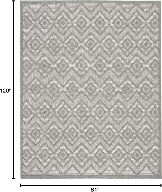 Nourison Home Versatile Silver Grey 7' x 10' Area Rug - Easy Clean, Non Shedding, Bed Room, Living Room, Dining Room, Kitchen (7' x 10')