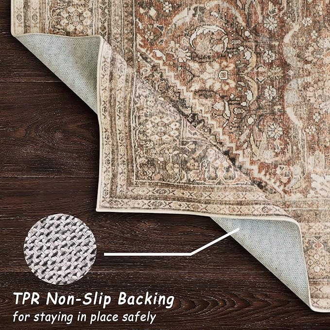 vivorug Runner Rug 2'x8' Vintage Washable Non-Slip Runners for Hallways Kitchen Entryway Laundry Room Carpet Hallway Runner Brown