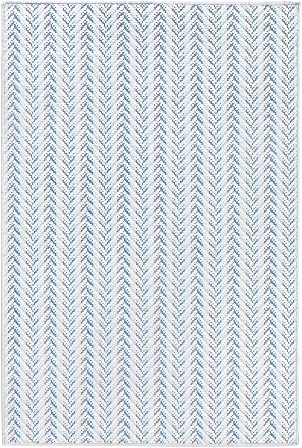 Dash & Albert Lowell Blue Machine Washable Rug, 2 X 3 Feet, Blue Graphic Pattern - Premium Luxury Hotel Quality Soft Breathable Hypoallergenic Machine Washable Easy Care All Season Comfortable