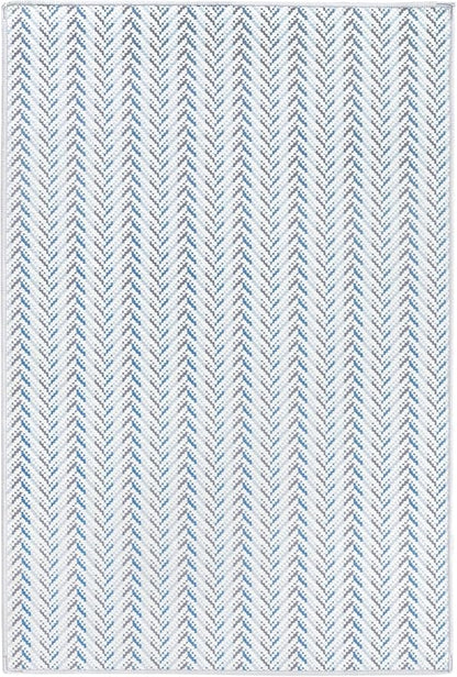 Dash & Albert Lowell Blue Machine Washable Rug, 2 X 3 Feet, Blue Graphic Pattern - Premium Luxury Hotel Quality Soft Breathable Hypoallergenic Machine Washable Easy Care All Season Comfortable