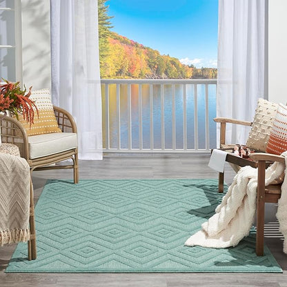 Nourison Home Versatile Aqua Teal 6' x 9' Area Rug - Easy Clean, Non Shedding, Bed Room, Living Room, Dining Room, Kitchen (6' x 9')
