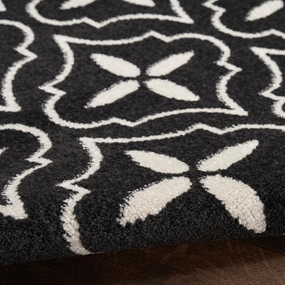 Nourison Home Nourison Essentials Black Ivory 8' x 10' Area Rug - Easy Clean, Non Shedding, Bed Room, Living Room, Dining Room, Kitchen (8' x 10')