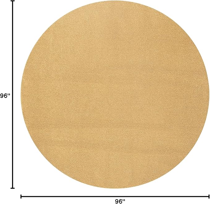 JONATHAN Y Haze Solid Low-Pile Mustard 8' Round Indoor Area Rug, Coastal,Bohemian,Minimalist,Classic, Easy-Cleaning for Living Room,Bedroom,Kitchen,Pet Friendly,Non-Shedding (SEU100B-8R)