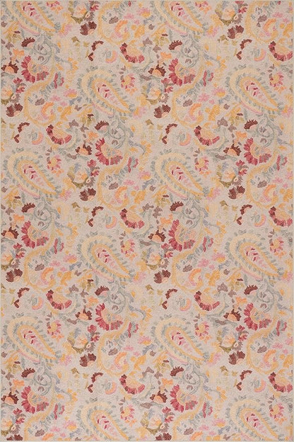 Dash & Albert INES Multi Machine Washable Rug, 7.5 X 9.5 Feet, Multicolored/Yellow Floral Pattern
