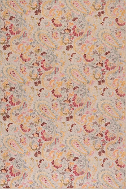 Dash & Albert INES Multi Machine Washable Rug, 2 X 3 Feet, Multicolored/Yellow Floral Pattern