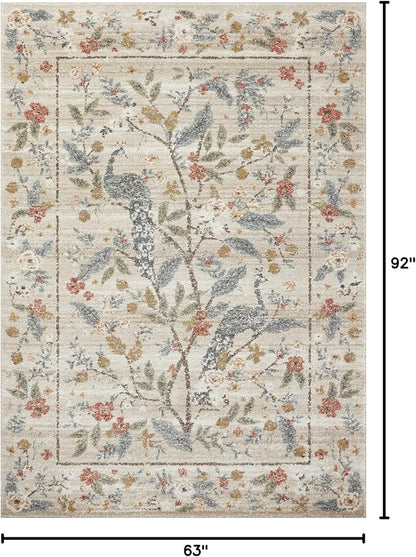 Loloi Rifle Paper Co. Laurel Collection LAU-05 Ivory 5'-3" x 7'-8" Area Rug