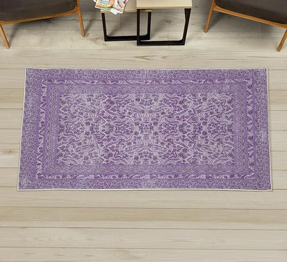 Ambesonne Folk Art Decorative Rug, Vintage Leaves Flowers and Ivy Branches in Nostalgic Earth Tones, Quality Carpet for Bedroom Dorm and Living Room, 2' x 5', Lavender
