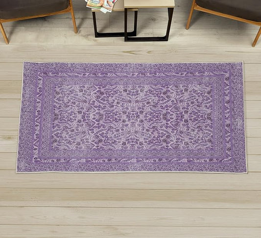 Ambesonne Folk Art Decorative Rug, Vintage Leaves Flowers and Ivy Branches in Nostalgic Earth Tones, Quality Carpet for Bedroom Dorm and Living Room, 2' 2" x 3' 7", Lavender
