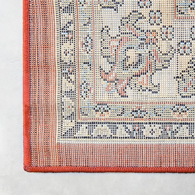 Rugs.com Yasmin Collection Rug – 8 Ft Square Terracotta Medium Rug Perfect for Living Rooms, Kitchens, Entryways