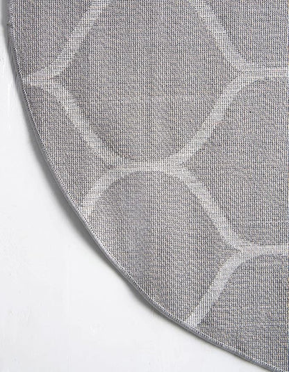 Rugs.com Lattice Frieze Collection Rug – 6' Round Light Gray Medium Rug Perfect for Kitchens, Dining Rooms