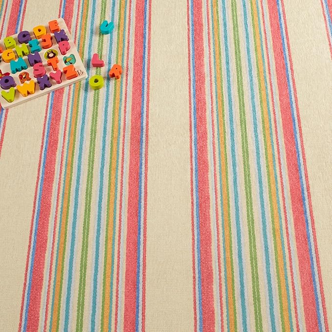 Dash & Albert Cady Stripe Multi Machine Washable Rug, 3 X 5 Feet, Multicolored Stripe Pattern - Premium Luxury Hotel Quality Soft Breathable Hypoallergenic Machine Washable Easy Care All Season