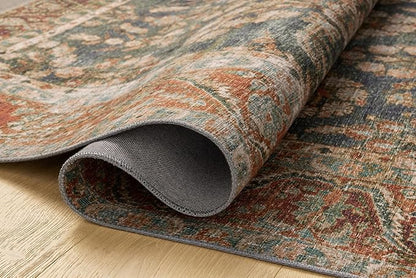 Loloi Chris Loves Julia Jules Collection JUL-10 Ocean/Spice 7'-6" x 9'-6", .13" Pile Height, Area Rug