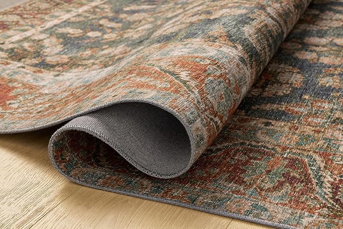 Loloi Chris Loves Julia Jules Collection JUL-10 Ocean/Spice 2'-0" x 5'-0", .13" Pile Height, Area Rug