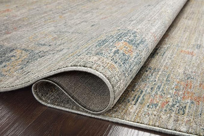 Loloi Magnolia Home by Joanna Gaines Millie Collection MIE-04 Slate/Multi 7'-10" x 10', .25" Pile Height, Area Rug