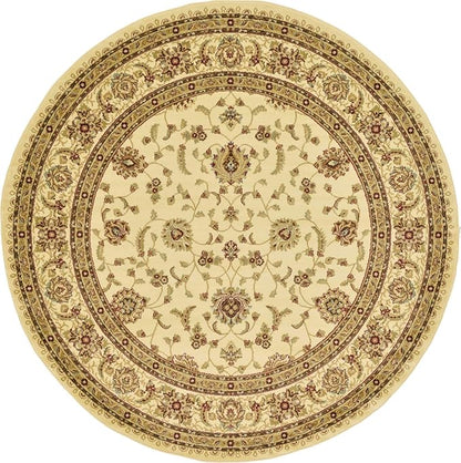 Unique Loom Voyage Collection Traditional Oriental Classic Intricate Design Area Rug (8' 0 x 8' 0 Round, Ivory/Gold)