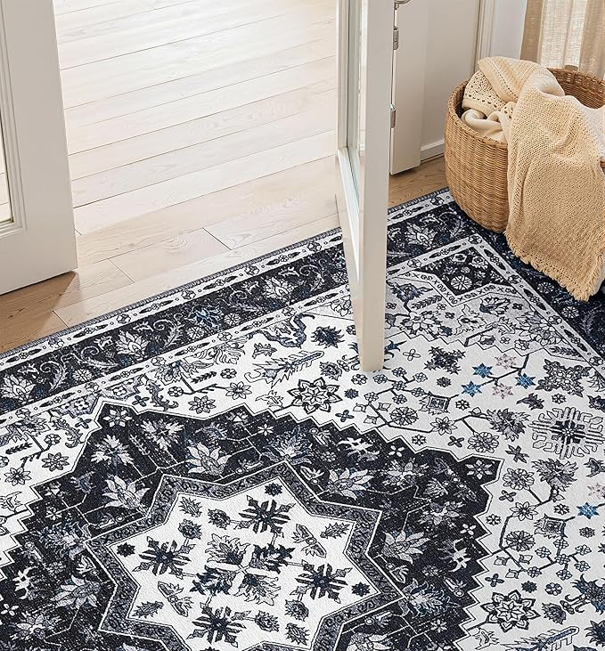 2x3 Rug,Boho Vintage Oriental Washable Rugs,Collapsible Area Rug for Bedroom, Entryway, Kitchen, Bathroom