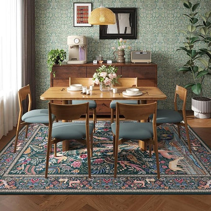 Rugcomf Area Rugs 5x7 Vibrant Tree of Life-Patterned Vintage Washable Area Rug Non Slip Low Pile Large Rugs for Living Room Bedroom Farmhouse Dining Room Kids Playroom, Green