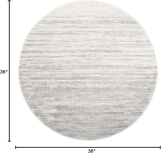 SAFAVIEH Adirondack Collection Area Rug - 3' Round, Ivory & Silver, Modern Ombre Design, Non Shedding & Easy to Clean, Ideal for Living Room, Bedroom, Office, Dining Space (ADR113B)