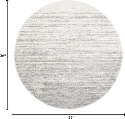 SAFAVIEH Adirondack Collection Area Rug - 3' Round, Ivory & Silver, Modern Ombre Design, Non Shedding & Easy to Clean, Ideal for Living Room, Bedroom, Office, Dining Space (ADR113B)