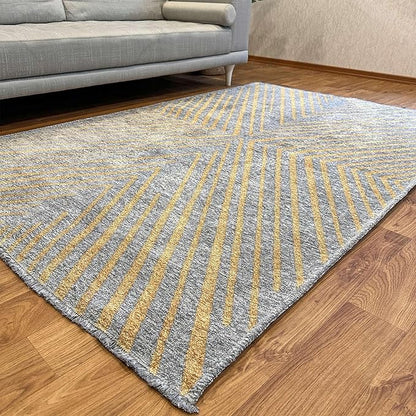 Alfa Rich 4x6 Beige Off White Washable Area Rugs for Living Room Bedroom Kitchen Dining Cotton Rug