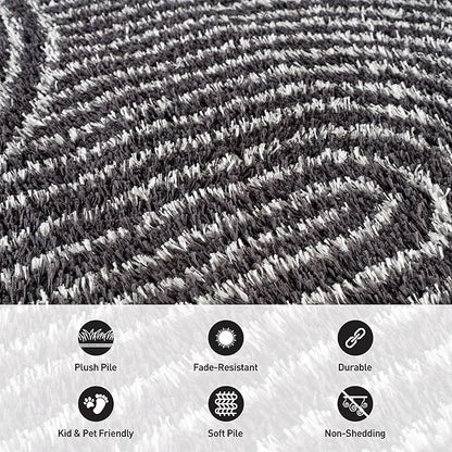 Rugshop Circles Arch Shag Area Rug Anthracite Dark Gray 5' x 7' Great for Bedrooms, Living Rooms, or Under Coffee Tables