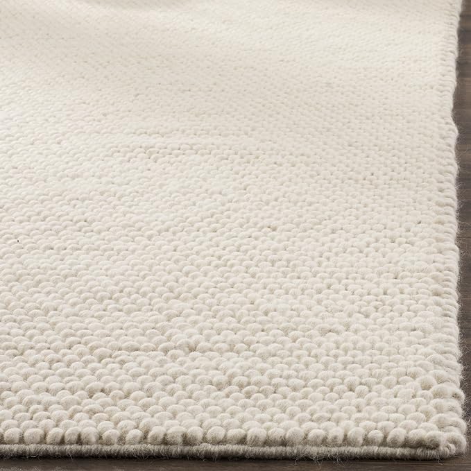 SAFAVIEH Natura Collection Area Rug - 8' Square, Ivory, Handmade Wool Blend, Textured Design, Ideal for Living Room, Bedroom, Dining Space (NAT620A)