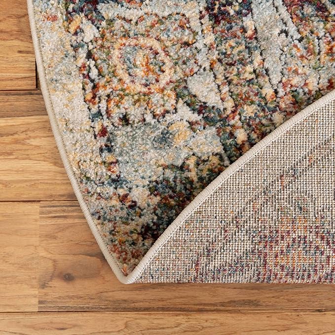 Unique Loom Isabella Collection Area Rug - Adjani (3' 3" Round, Ivory/ Beige)