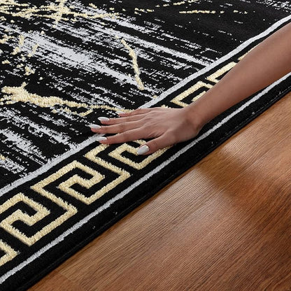 GLORY RUGS Area Rugs Marble 8x10 Black Gold Carpet Modern Abstract Rug Living Room Dining Bedroom Rug