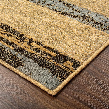 SUPERIOR Indoor Area Rug, Jute Backed, Modern Geometric Patchwork Floor Decor for Bedroom, Office, Living Room, Entryway, Hardwood Floors, Rockwood Collection, 7' x 9', Light Blue-Beige