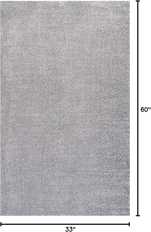 Eyely UES100A-3 Supersoft Haze Solid Low-Pile Indoor Area Rug Casual;Contemporary;Solid;Traditional, Bedroom, Kitchen, Living Room, Easy-Cleaning, Non-Shedding, 3 X 5, Gray