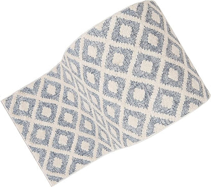 Well Woven Custom Size Runner - Choose Your Length - Ainsley Blue Diamond Trellis Geometric Tribal - 31 Inches Wide x 5 Feet Long Runner (31" x 5' Runner) Rug
