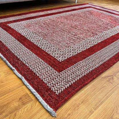 Alfa Rich 3x5 Red Burgundy Washable Area Rugs for Living Room Bedroom Kitchen Dining Cotton Runner
