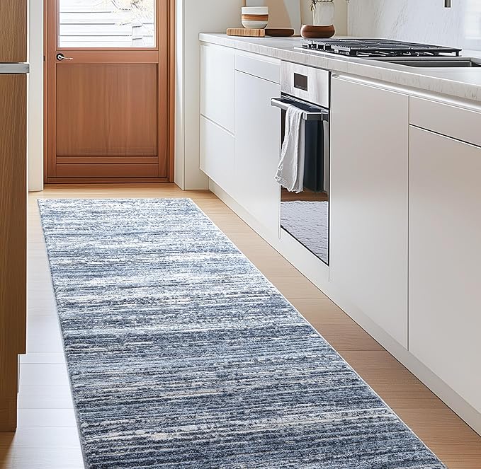 Well Woven Custom Size Hallway & Stair Runner- Harlow Delphi Taupe 31 Inches Wide x 7 Feet Long Runner (31" x 7') Runner Rug - Modern Stripes Pattern, Ultra-Soft, Easy-Clean