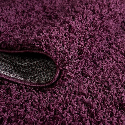 Unique Loom Solid Shag Collection Area Rug (7' 1" Round, Eggplant Purple)
