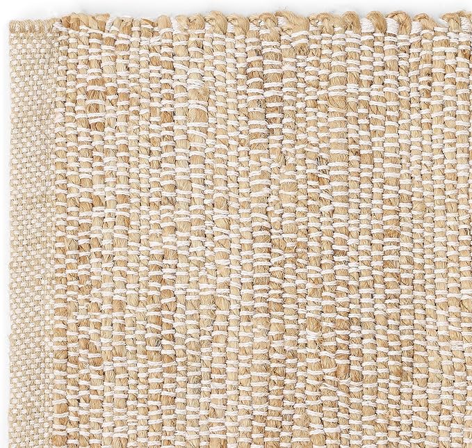 REDEARTH · Jute Cotton Area Rug - 4'x6' Rectangular Rug, Sustainable Handwoven, Non-Shedding, Soft & Durable – Reversible, Neutral Tones for Home Décor in Living Room, Dining Room, Bedroom, Set of 2