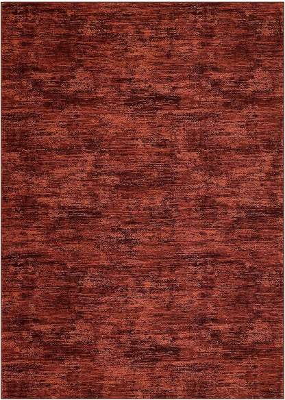 RUGSREAL Washable Rug 10x13 for Living Room Modern Abstract Area Rug Non-Slip Large Contemporary Bedroom Rug Stain Resistant Aesthetic Accent Floor Carpet Foldable Solid Rug for Home Office, Red