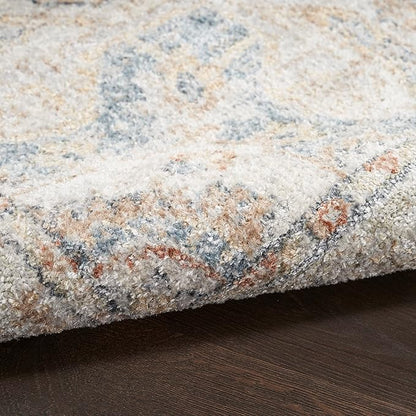 Nourison Home Astra Machine Washable Traditional Denim Multi 2'2" x 8' Area Rug, Easy Cleaning, Non Shedding, Bed Room, Living Room, Dining Room, Kitchen (2x8)