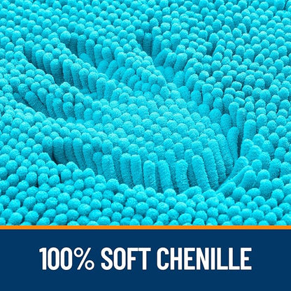 OLANLY Bathroom Rugs 36x24, Extra Soft Absorbent Chenille Bath Rugs, Rubber Backing Quick Dry, Machine Washable Bath Mats for Bathroom Floor, Tub and Shower, Home Decor Accessories, Aqua Sky