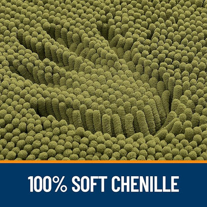 OLANLY Bathroom Rugs 30x20, Extra Soft Absorbent Chenille Bath Rugs, Rubber Backing Quick Dry, Machine Washable Bath Mats for Bathroom Floor, Tub and Shower, Home Decor Accessories, Willow Green
