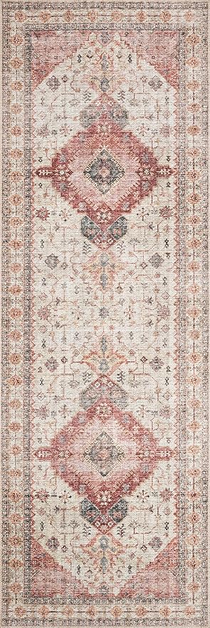Loloi Skye Collection SKY-02 Ivory/Berry 6'-0" x 6'-0" Round Area Rug