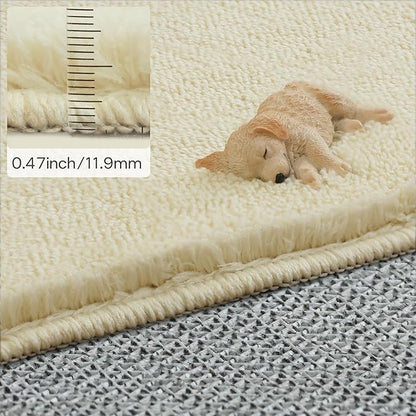 Solid Washable Area Rug - 5x7 Medium Pile Faux Cashmere Carpet for Living Room Bedroom, Light Yellow