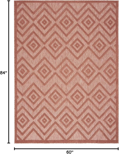 Nourison Home Versatile Coral Orange 5' x 7' Area Rug - Easy Clean, Non Shedding, Bed Room, Living Room, Dining Room, Kitchen (5' x 7')