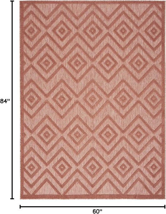 Nourison Home Versatile Coral Orange 5' x 7' Area Rug - Easy Clean, Non Shedding, Bed Room, Living Room, Dining Room, Kitchen (5' x 7')