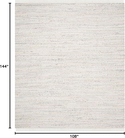 SAFAVIEH Rag Rug Collection Area Rug - 9' x 12', Ivory & Multi, Handmade Boho Stripe Cotton, Ideal for High Traffic Areas in Living Room, Bedroom (RAR121G)