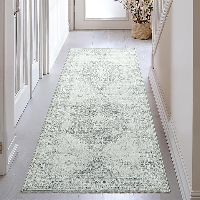 2x6 Area Rug,Boho Vintage Oriental Washable Rugs,Collapsible Area Rug for Bedroom, Entryway, Kitchen, Bathroom