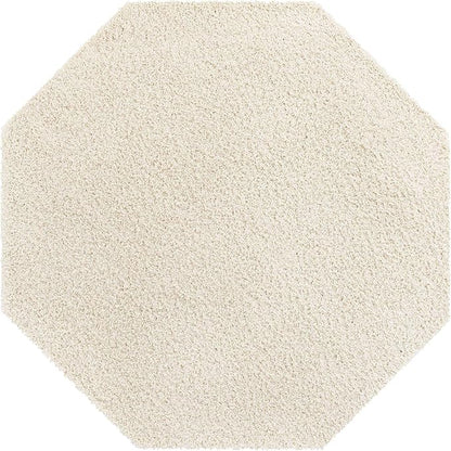 Unique Loom Solid Shag Collection Area Rug (8' Octagon, Snow White)
