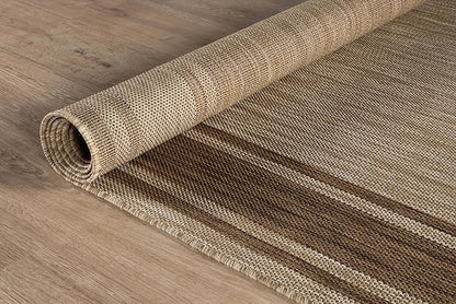 Beverly Rug Outdoor Rug 6x9 Modern Bordered Area Rugs for Indoor and Outdoor Patio Deck Porch Garden Waterproof Weather Sun Resistant Washable Outside Carpet (6 x 9 Jute)