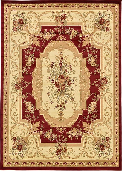 Unique Loom Versailles Collection Traditional Classic Floral Motif Area Rug (8' 0 x 11' 4 Rectangular, Burgundy/ Ivory)